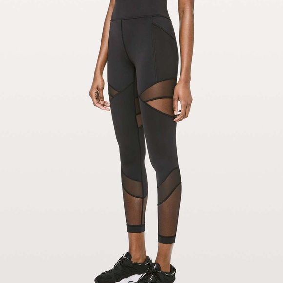 LULULEMON Legging Forget The Sweat Tight 25" Mesh Fabric Panels SIZE 2 Black NEW - Picture 1 of 7